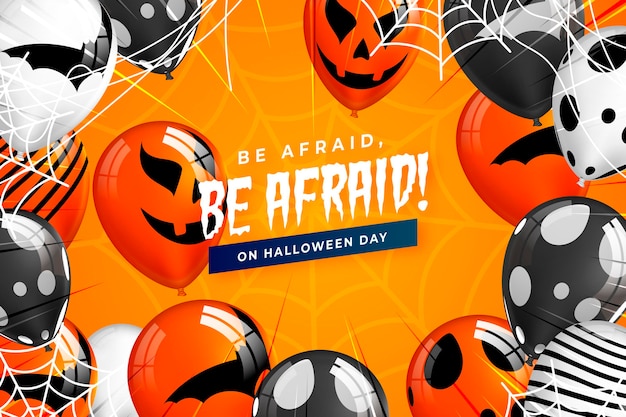 Бесплатное векторное изображение Реалистичная хэллоуин тыква фон с сообщением «бойся»