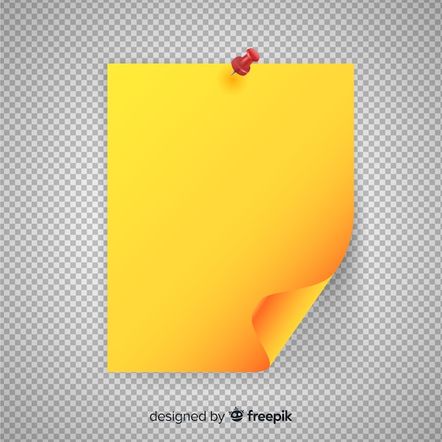 Free vector realistic post note on transparent background