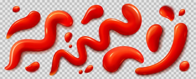 Бесплатное векторное изображение Пятна и мазки кетчупа красного томатного соуса