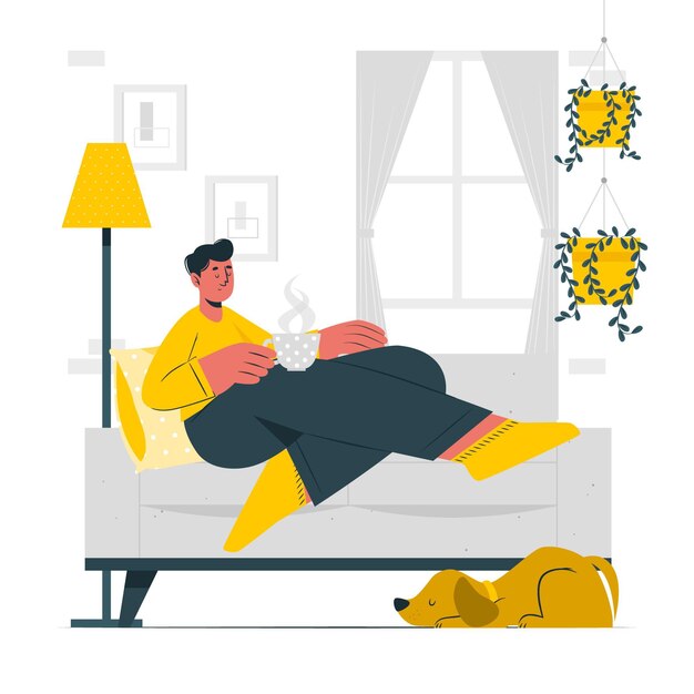 Relaxing at home concept illustration