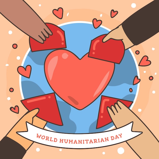Бесплатное векторное изображение Всемирный день гуманитарной помощи