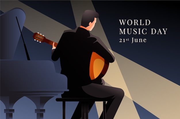 Бесплатное векторное изображение Всемирный день музыки градиентная иллюстрация