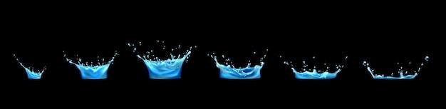 Бесплатное векторное изображение Лист спрайтов анимации последовательности брызг воды.