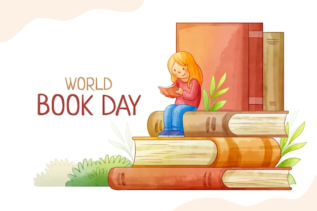 Бесплатное векторное изображение Акварельный фон для празднования всемирного дня книги