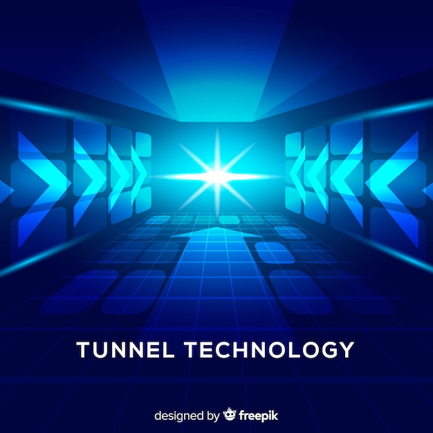 Vettore gratuito sfondo blu tecnologico tunnel luce
