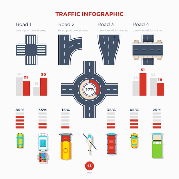 Free vector transport and traffic infographic