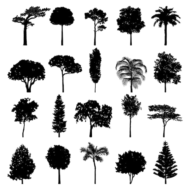 Коллекция силуэтов деревьев