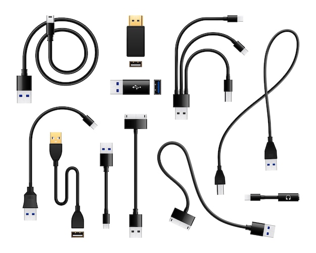 USB-порт в реалистичном наборе разъемов для изолированного подключения проводов потребителя
