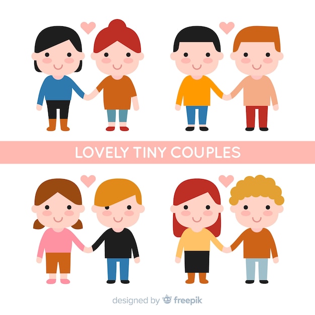 Free vector valentine's day lovely tiny couples