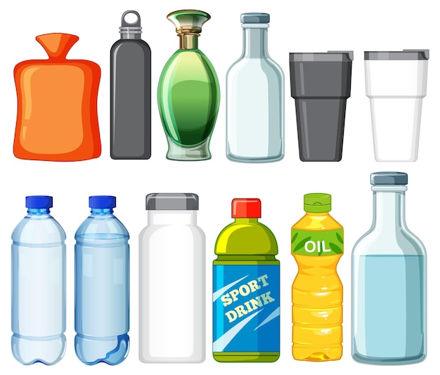 Free vector variety of bottles and containers vector
