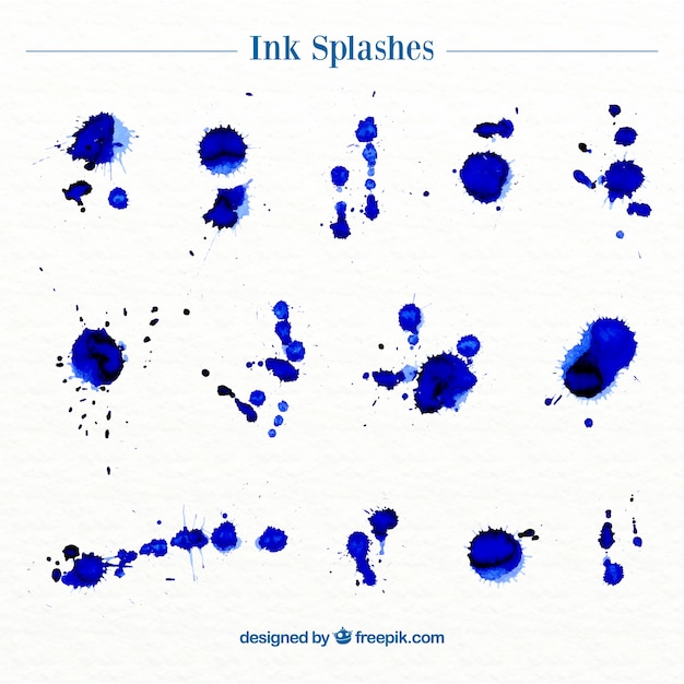 Free vector variety of blue ink stains