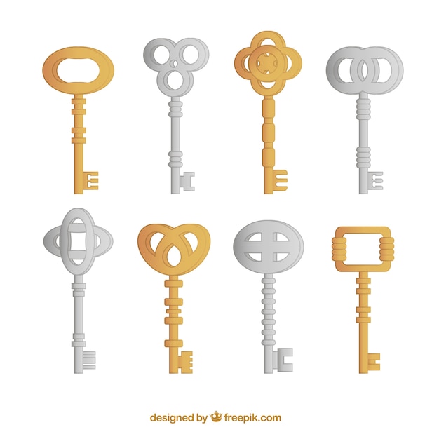 Бесплатное векторное изображение Винтажная коллекция ключей