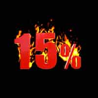 Free photo 15 percent with hot fire