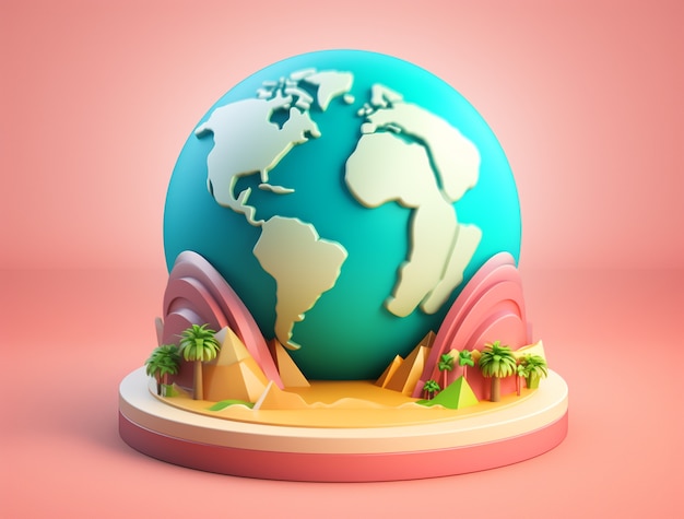 Бесплатное фото Икона 3d-путешествия с глобусом