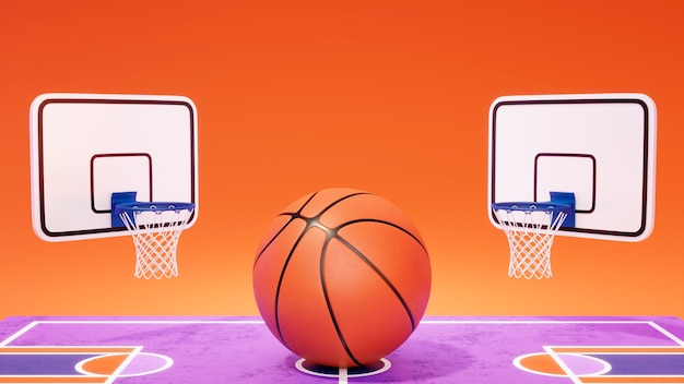 Бесплатное фото 3d-вид баскетбольных предметов первой необходимости