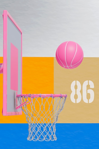 Бесплатное фото 3d-вид баскетбольных предметов первой необходимости
