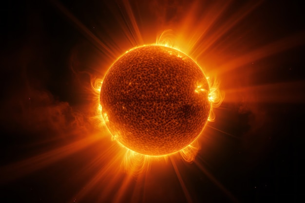 3d view of sun in the space