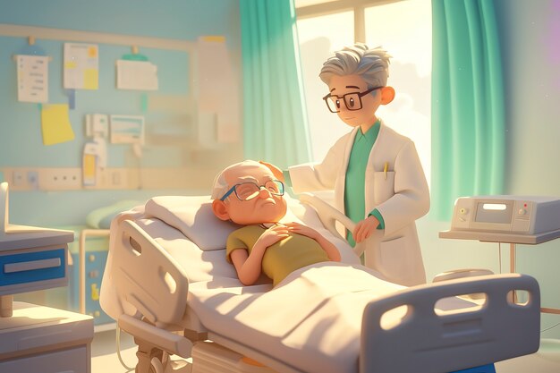 3d cartoon hospital healthcare scene
