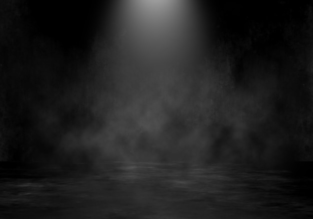 Free photo 3d grunge room interior with spotlight and smoky atmosphere background