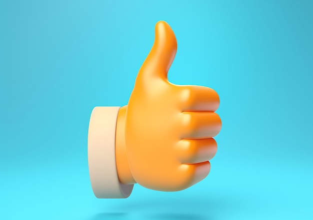 Бесплатное фото 3d-рука показывает палец вверх.