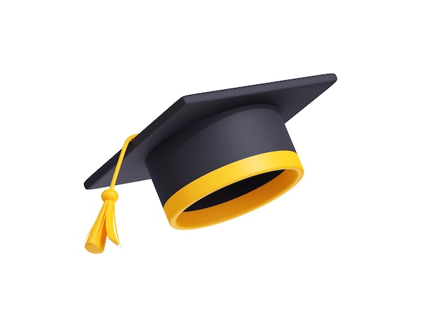 Free photo 3d illustration of academic hat with golden tassel