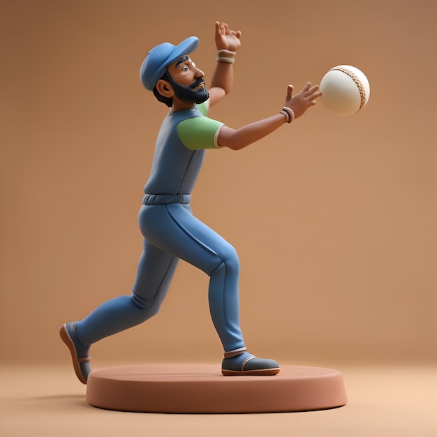Бесплатное фото 3d-иллюстрация мультяшного персонажа, играющего в бейсбол 3d-рендеринг