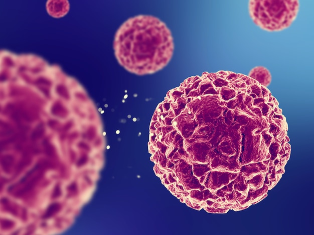 Бесплатное фото 3d медицинский фон с крупным планом вирусных клеток