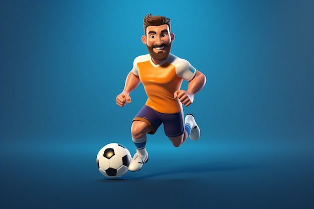Бесплатное фото 3d портрет футболиста
