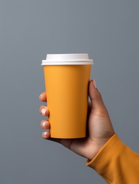 Бесплатное фото 3d-рендеринг руки, держащей чашку кофе