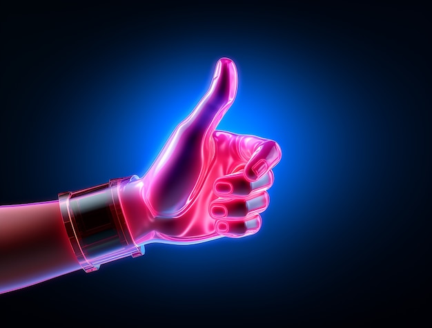 Бесплатное фото 3d-рендеринг руки, показывающей большой палец вверх