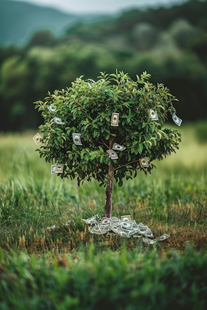 Бесплатное фото 3d-рендеринг дерева денег