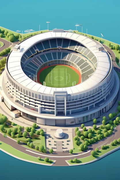 Бесплатное фото 3d-рендеринг здания стадиона