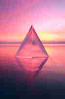 Free photo 3d rendering of triangle over water
