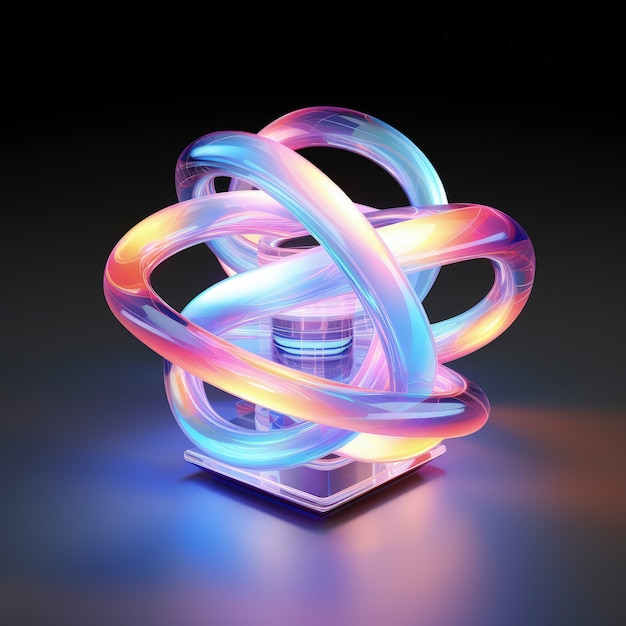 Бесплатное фото 3d-форма светит яркими голографическими цветами