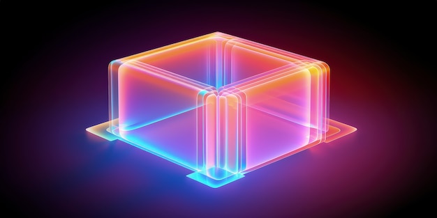 Бесплатное фото 3d-формы, светящиеся яркими голографическими цветами
