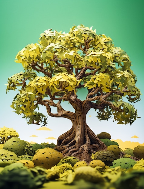 Бесплатное фото Трехмерное дерево с листвой