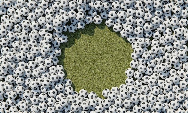 Foto gratuita vista dall'alto della composizione con palloni da calcio
