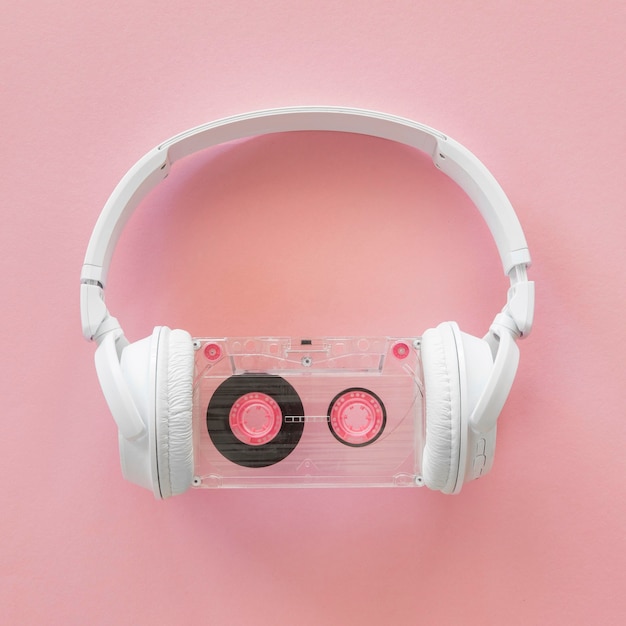 Free photo top view of earphones music concept