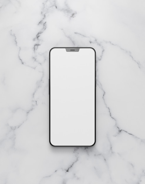 Free photo top view smartphone on marble table