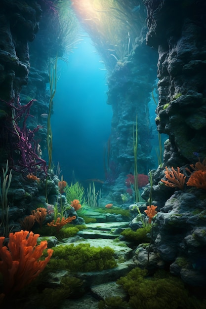 Free photo underwater landscape