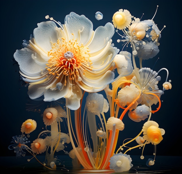 Free photo view of 3d abstract flower arrangement