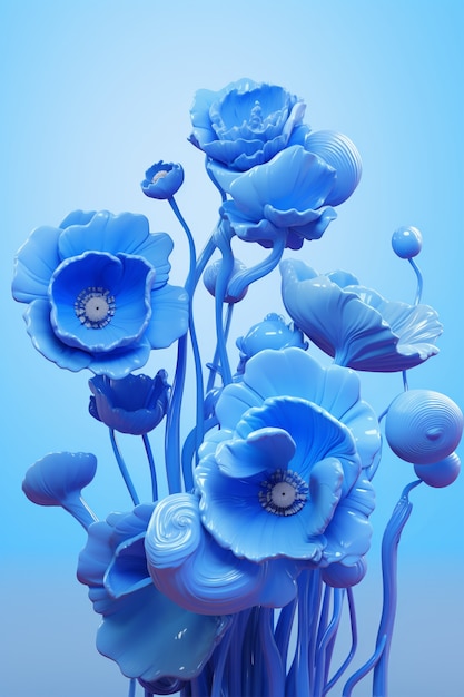 Бесплатное фото Вид на 3d абстрактные цветы