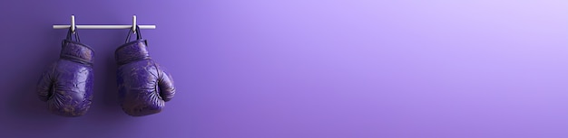 Бесплатное фото Вид фиолетовых боксерских перчаток для празднования дня женщин