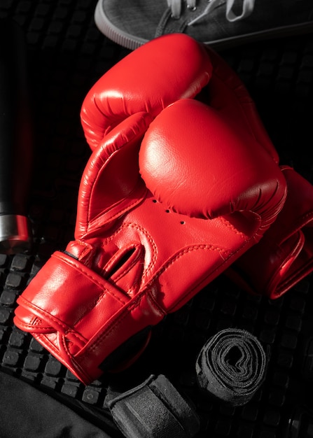 Бесплатное фото Вид на пару боксерских перчаток