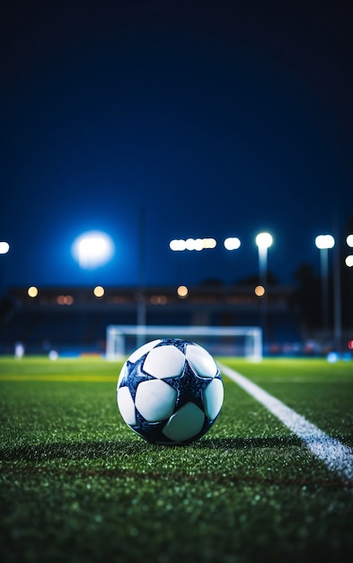 Бесплатное фото Вид футбольного мяча на поле