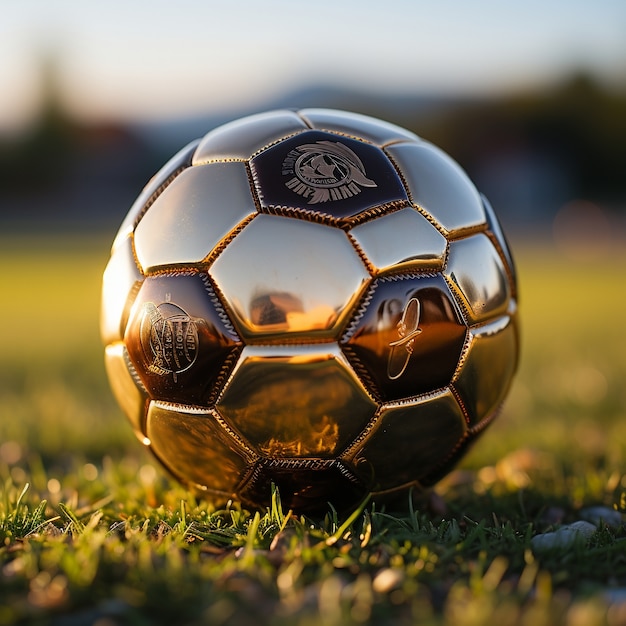 Бесплатное фото Вид на футбольный мяч на травяном поле