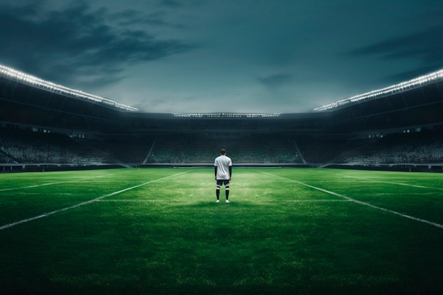 Бесплатное фото Вид футболиста на поле с травой