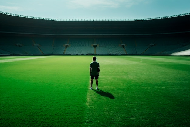 Бесплатное фото Вид футболиста на поле с травой
