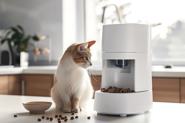 View of automatic smart feeder for household pets