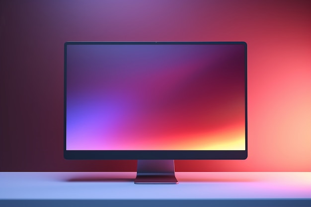 Free photo view of computer monitor with gradient display